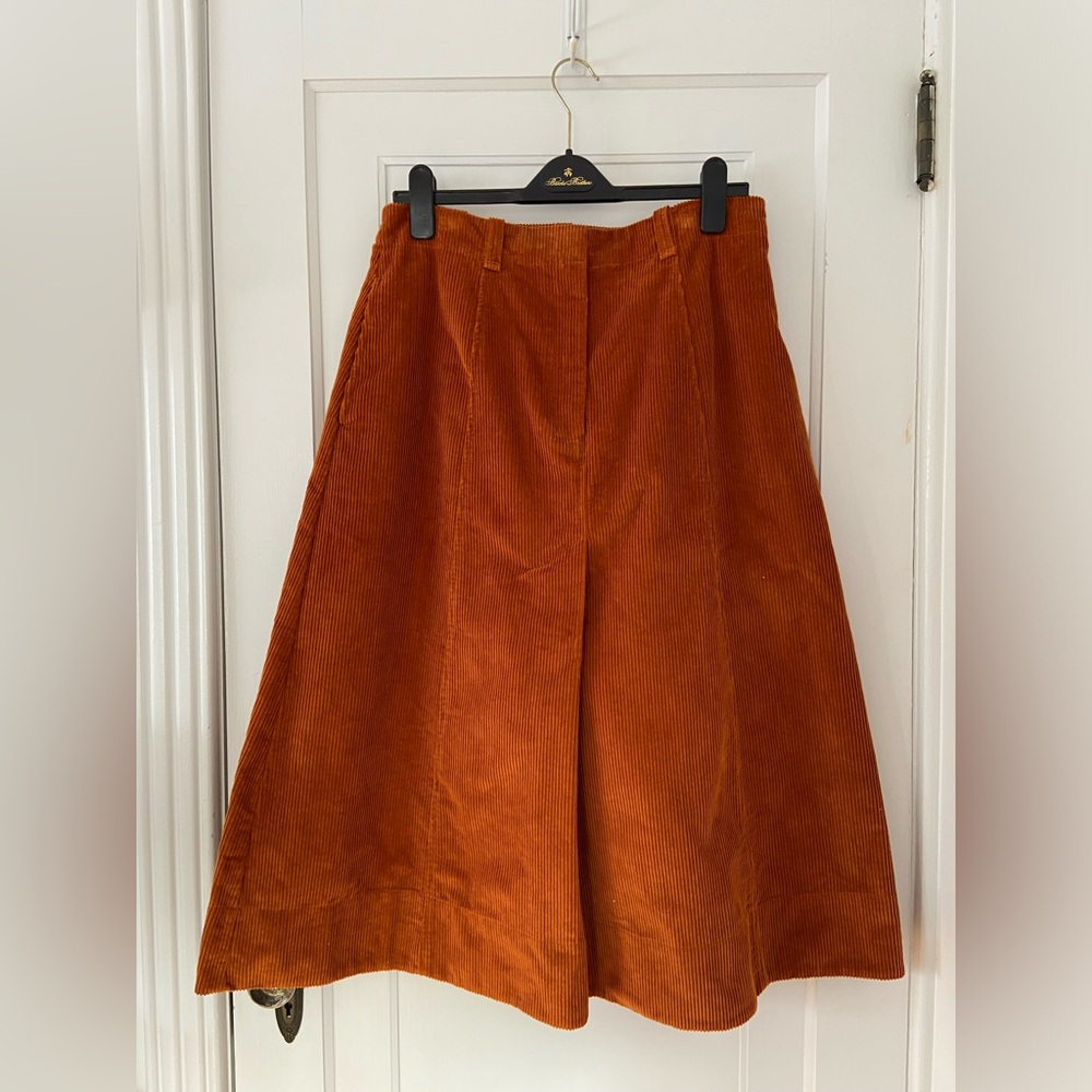 A-Line Corduroy Skirt in Rust
